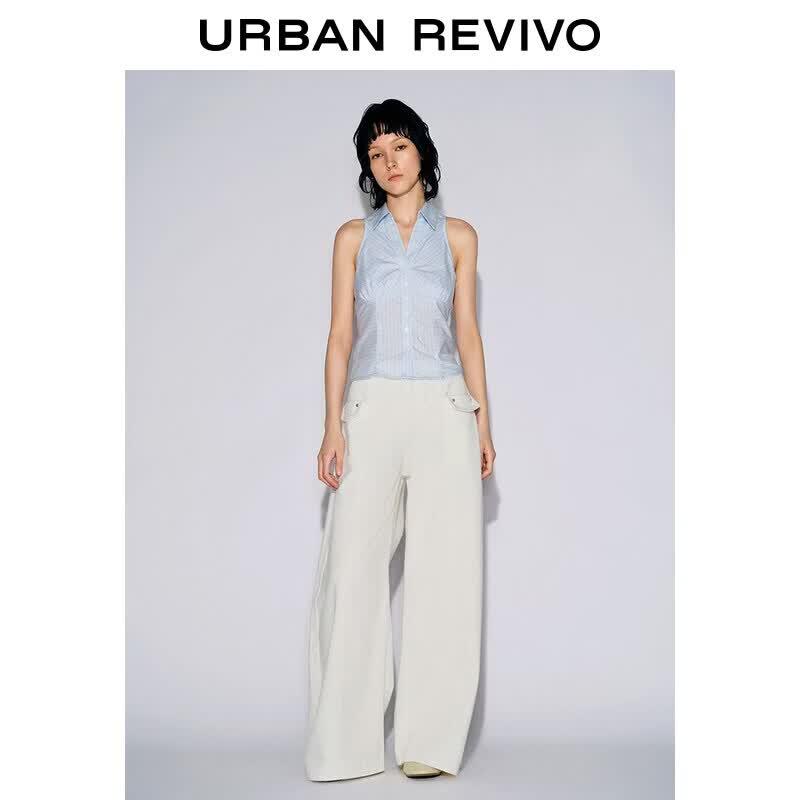 Women s Striped Lapel Tie-Front Crop Shirt S