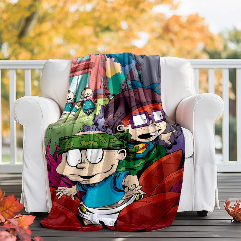 1pc Rugrats in paris2 Theme Blanket - Digital Print, Polyester, Cozy for All Seasons, Perfect for Outdoor, Camping, and Travel