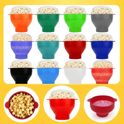 Vysoce kvalitní mikrovlnná miska na popcorn, kbelík, silikonová, DIY, červený výrobník popcornu s víkem, miska na chipsy a ovoce, kuchyňské snadné nástroje