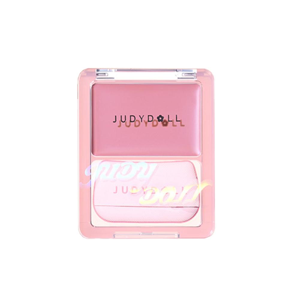 Judy Doll Cheek Cream Blush with Puff - Adds a Healthy Flush, Highlights, and Contains Essence. A Natural, Highly Pigmented Liquid Blush from a
