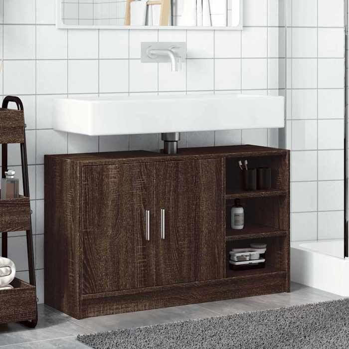 VidaXL Sink Cabinet Brown Oak 90x29x55 Cm Engineered Wood, Bathroom Cabinet, Storage Cabinet Room of 848128