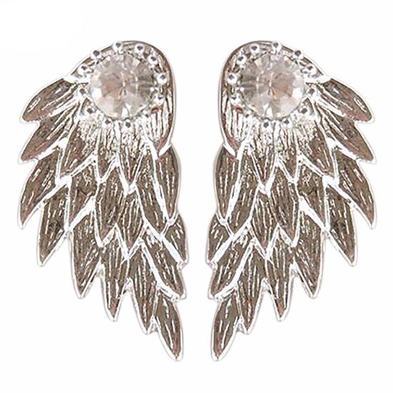 1 Pair Ear Studs Rhinestone Inlaid Christmas Gifts Alloy Women Angel Wing Ear Studs for Daily Life