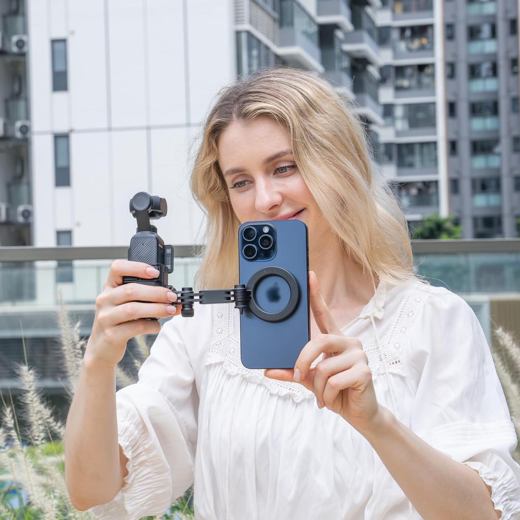 JJC DJI Osmo Pocket 3 Smartphone Magnetic Simultaneous Camera and Smartphone Osmo Pocket 3 Expansion Adapter Freely Adjustable Drop Great for