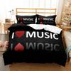 I Love Music Quilt Bedding Sets Cotton Home Textile 3D Print Music Lover Bedroom Comforter Set Queen Size Cover Duvet Set Black