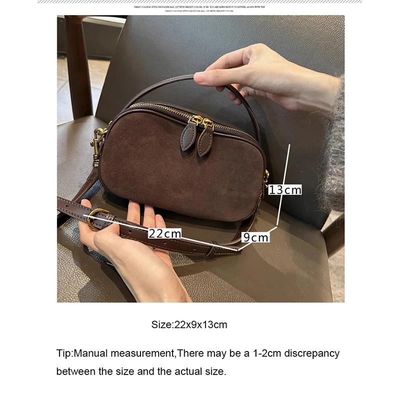 Sac à Bandoulière en Cuir Véritable Daim de Vache pour Femmes Sac Bandoulière Polyvalent en Cuir de Vache Souple Tendance Luxe Designer Féminin