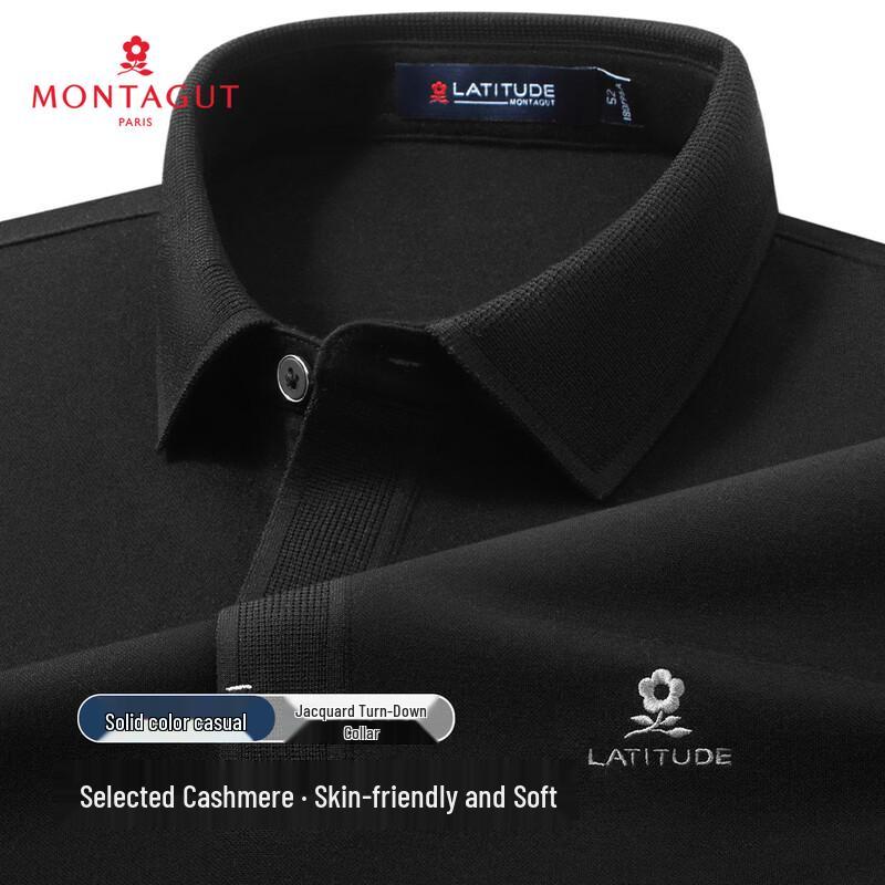 MONTAGUT Men s Cashmere Blend Long-Sleeve Polo Shirt 48