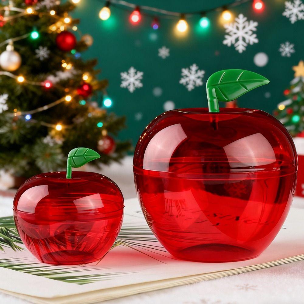 5pcs Transparent Plastic Christmas Decorations Balls Apple Shaped Display Holder Clear Bauble Ornament Openable Design
