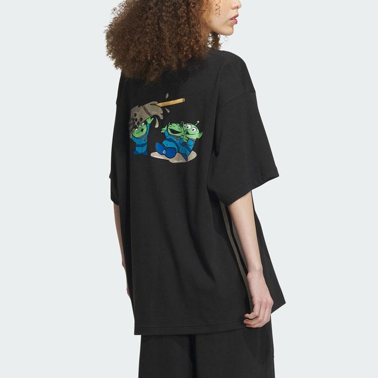 Adidas Neo X Disney Toy Story Ležérní kreslený potisk Kulatý výstřih Krátký rukáv Unisex Top Černý IP9365