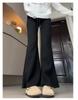Douyin Women’s Winter Fleece-Lined Micro Flare Sweatpants - 2024 High Waist Slimming Wide Leg Horseshoe Pants