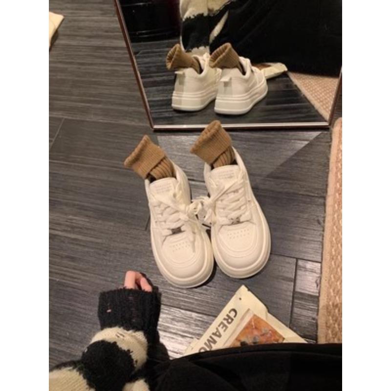 

Версия из высококачественной коровьей кожи~ уменьшающие возраст, универсальные кеды на шнуровке на платформе, повседневные, маленькие белые женские кеды для скейтборда 35