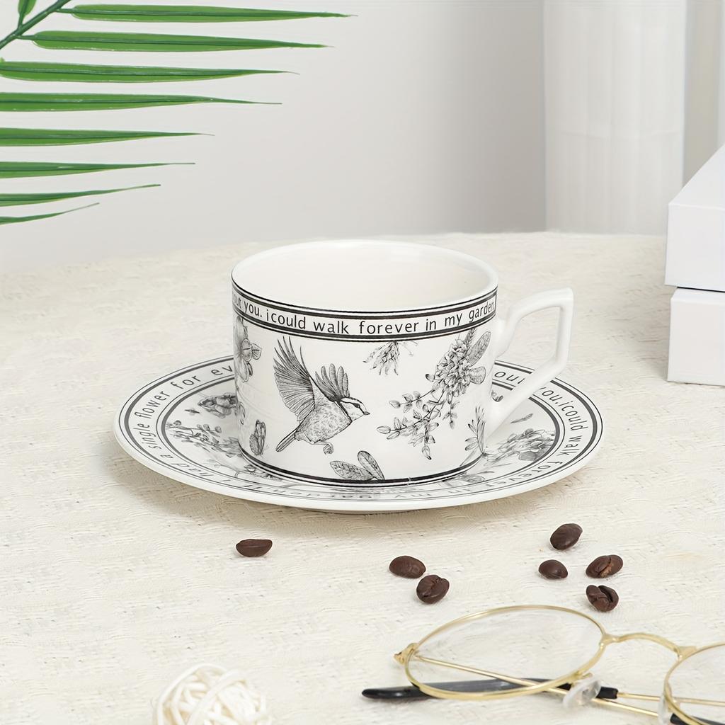 1 Set Pinellia Retro Coffee Cup Cappuccino Cup, Coffee Cup, White Tea Cup Set, British Coffee Cup,porcelain Tea Set, Latte Cup