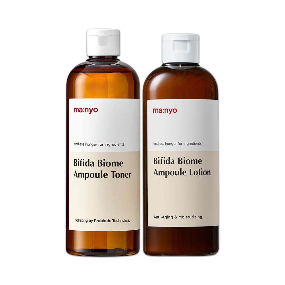 Manyo Bifida Biome Ampoule Toner & Lotion Set Korean Hydration Skincare Set Toner 300 ml + Lotion 300 ml
