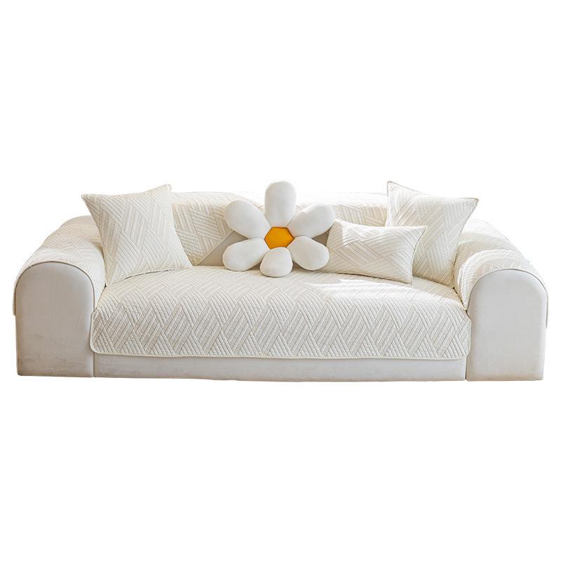 All-Season Non-Slip Pure Cotton Sofa Cushion - Solid Color, Japanese & Korean Design (2024 Model)