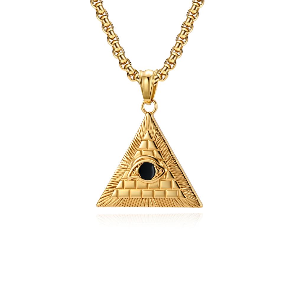 Antico Egitto Triangolo Piramide Occhio di Horus Acciaio al Titanio Collana Nicchia Personalità Usura Letteraria Protezione del Corpo Ciondolo