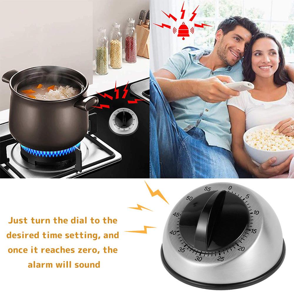 Temporizator Mecanic cu Manivelă pentru Gătit Copt Oțel Inoxidabil 60 Minute Temporizator de Gătit Memento Simplu de Timp pentru Bucătărie pentru Gătit