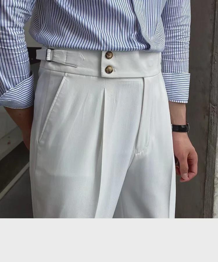 Naples Formelle Hose mit mittlerer Taille und hoher Taille – Freizeitanzughose für Frühling und Herbst F125