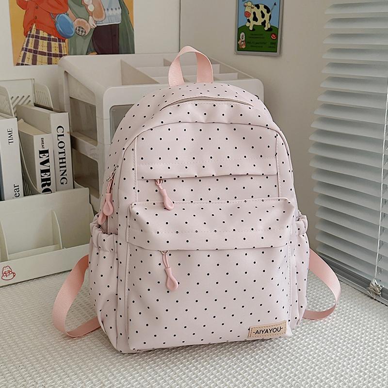 Student Schoolbag Polo Dot Women's Large Capacity Backpack Lightweight Class Backpack