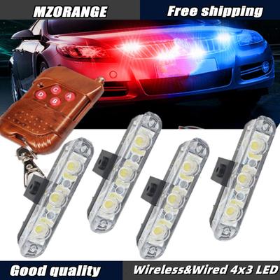4*3 Led אורות משטרה לרכב FSO Strobe אור אלחוטי מרחוק אמבולנס 12V אזהרה פלאש חירום סטרובוסקופ אביזרי רכב