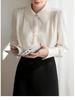 Women's 2025 Spring Satin Long-Sleeve French Drape Shirt for Professional Interviews