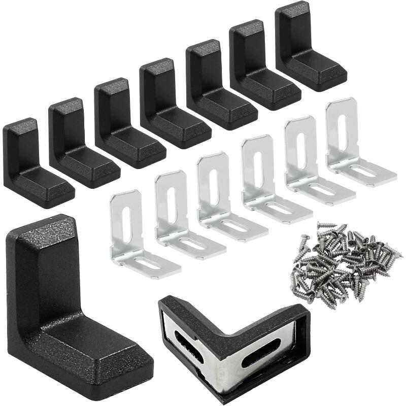 40pcs White Plastic Right Angle Bracket L Brackets, Metal 90 Degree Corner Brace Corner Support for Wood Shelf Chair Cabinet Bo