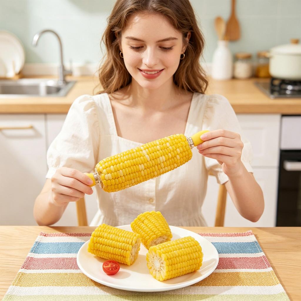 Corn Holder Forks for Grilling Food Grade Stainless Steel Heat Resistant Skewers for Barbecue Fruit Forks Kitchen Tool with Comfortable Handle