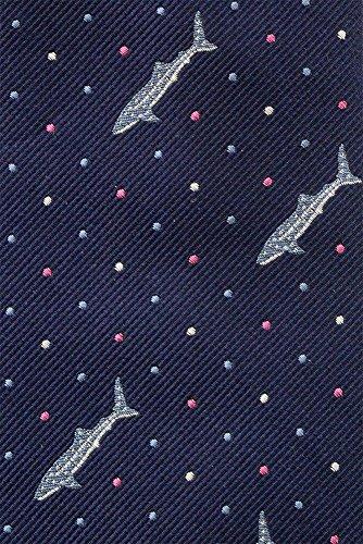 [COLORATA] Colorata Whale Shark Tie (145 X 8.5cm / Navy / Dot / 100% Silk / Jacquard Weave) Animal Shark Polka Dot / Animal Gift Present