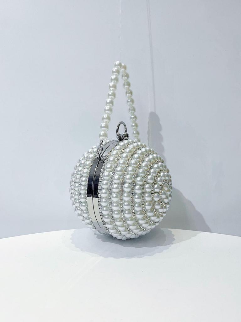 Pearl Rhinestone Spherical Evening Handbag