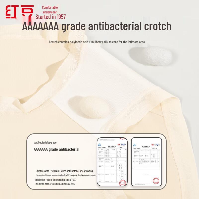 Hongdou Women's 7A Antibacterial Cotton-Spandex High-Waist Briefs 3-Pack