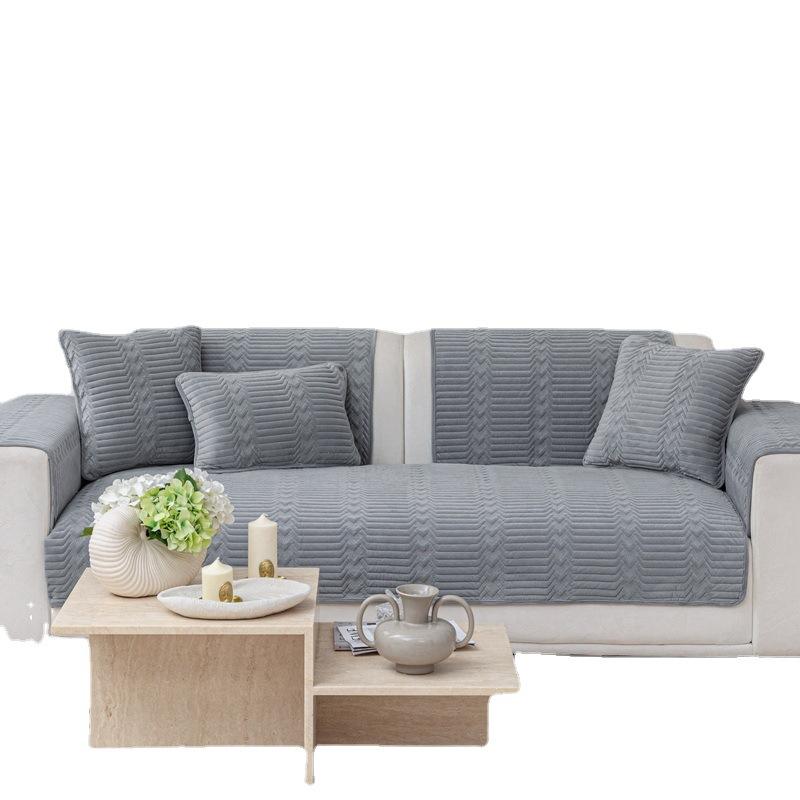 Simple Winter Sofa Cushion Winter Dutch Velvet Short Plush Cushion Cushion Cover Towel Sofa Cover Non-slip Thickening