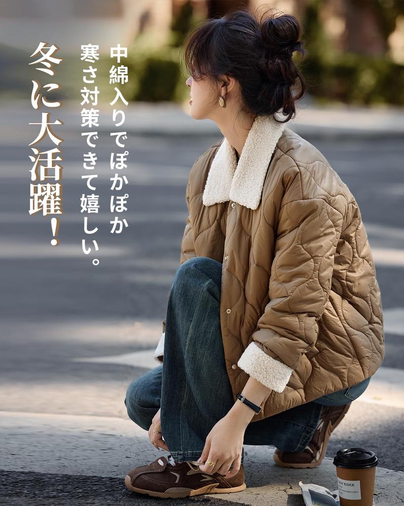 MOHO&MO Quilted Padded Jacket for Women, Faux-Shearling Collar, Lightweight Windproof, Size S