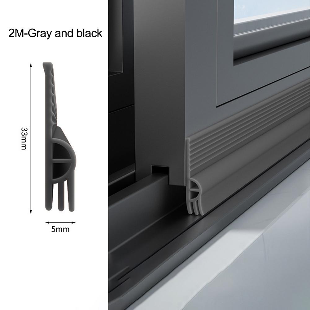 2M/Roll Sliding Window Weather Strips TPE Flexible Cuttable Door Bottom Sealing Strip Soundproofing Windproof Seal Strip Tape