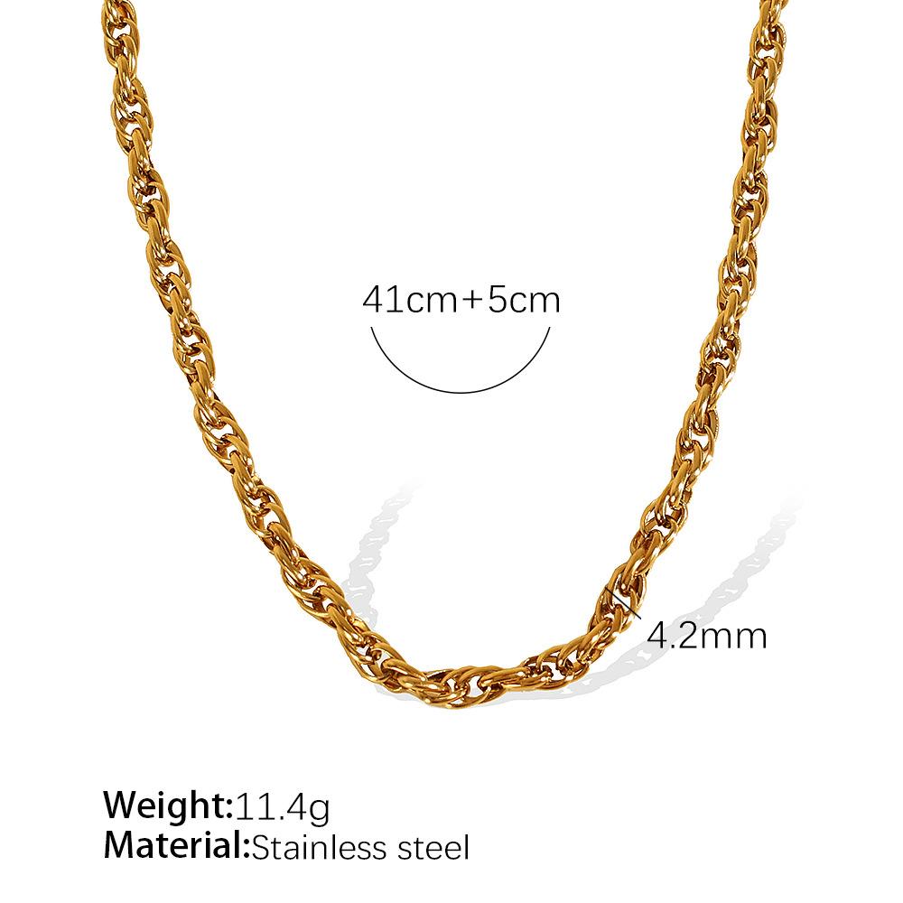 Coarse Twist Simple Butterfly Necklace Female Trendy Hip-Hop Water Waveform Bracelet Temperament Cold Titanium Steel Gold-Plated Collarbone Chain