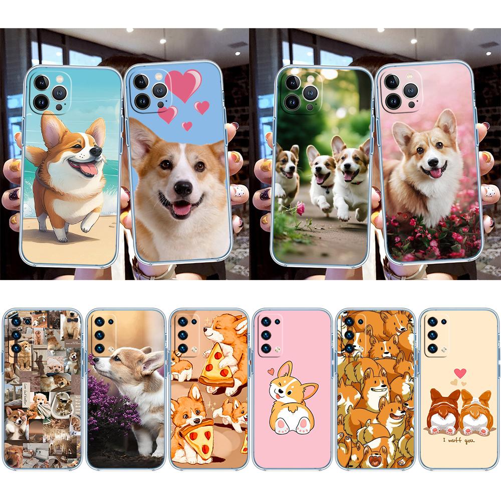 RE20 Niedlicher Corgi Hund Transparente Handyhülle für Motorola Moto G7 G8 G9 G84 G85 G73 G24 G15 Z2 Play Power Plus