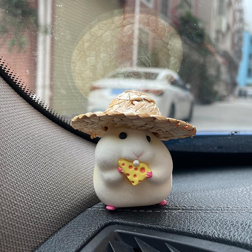Hamster Car Decor Accessory Easy To Install Dashboard Ornament Fun Hamster Eating Seeds Vehicle Figurine for Interior