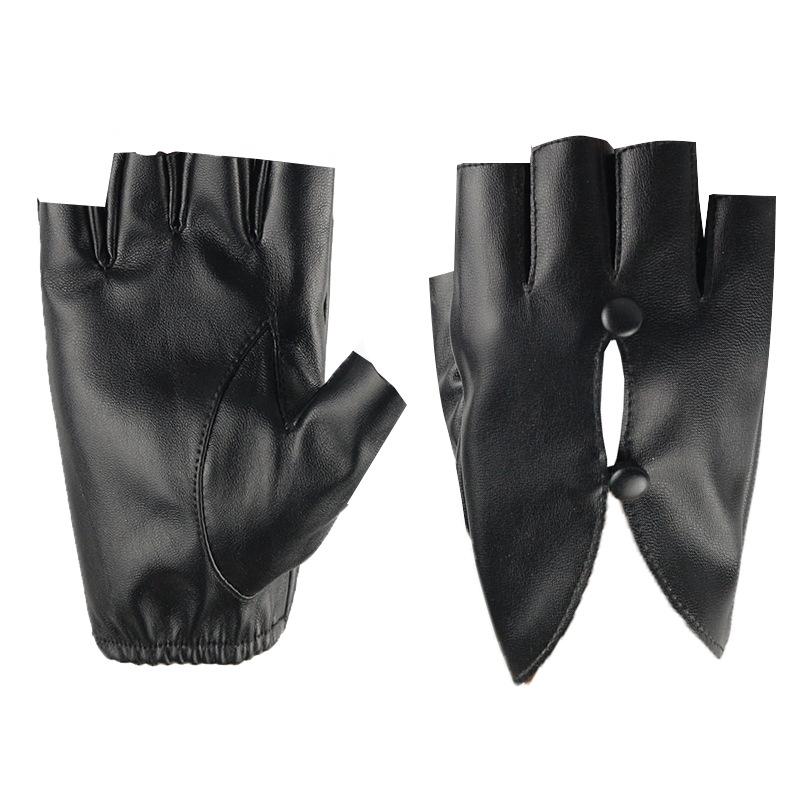 Dancing Leather Half Finger Gloves Ladies Four Seasons Chinese Performance Pole Dance Break Dance Nail Art Gloves