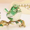 Zinc Alloy Bird Jewelry Box, Enamel Jewelry Holder for Rings and Earrings, Lovebird Display Box for Vanity, Dresser or Shelf Use