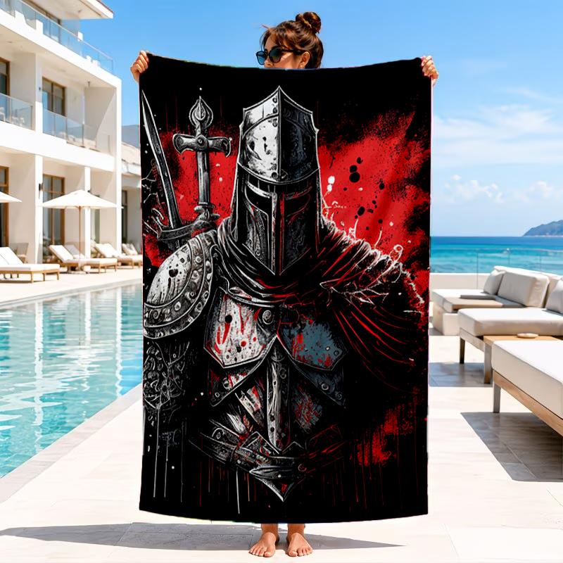 Knights Templar Symbol Beach Towel, Microfiber Beach Towel, Perfect For Pool, Beach, Travel, Home Decor Beach Party Fan Gifts