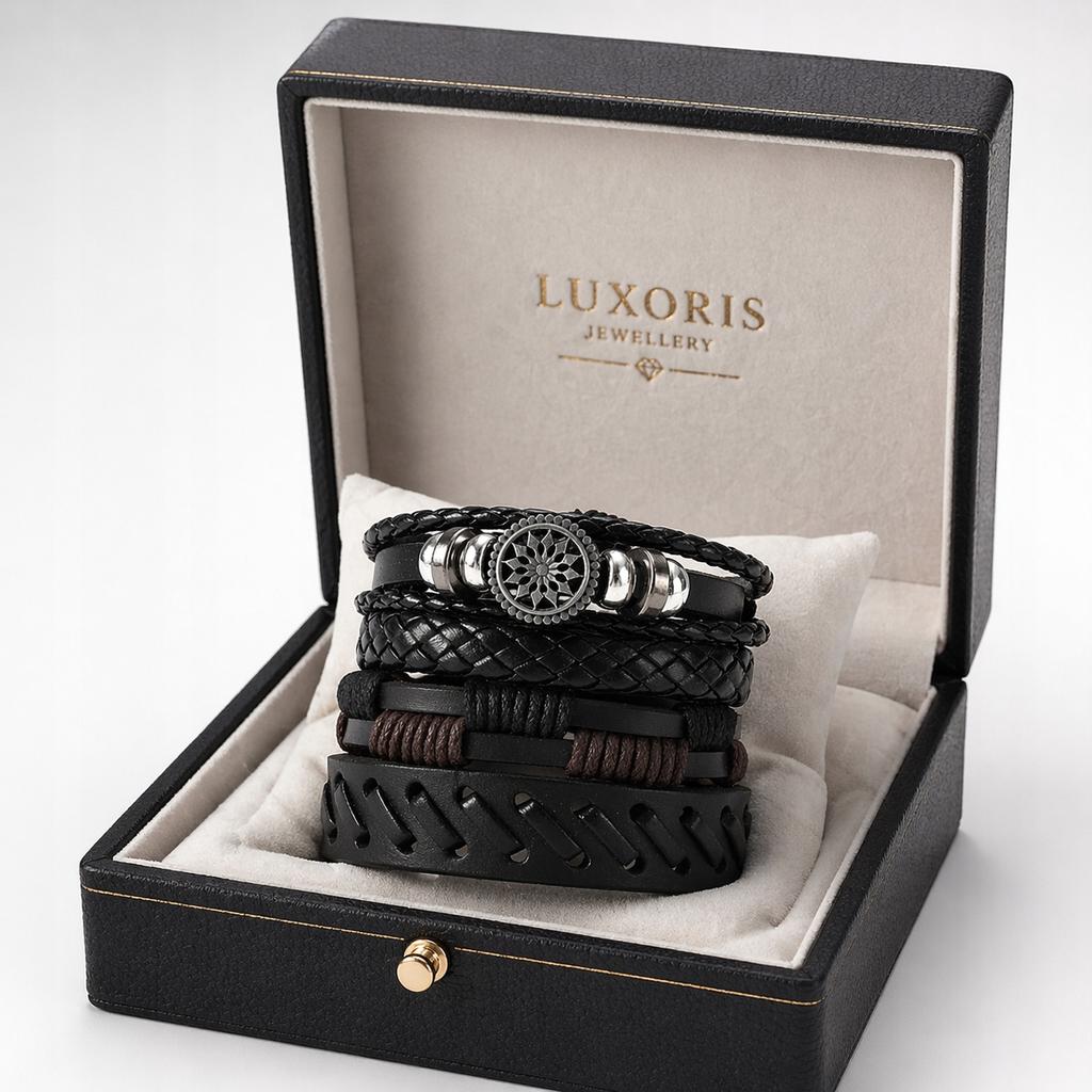 Men' Leather Bracelet Adjustable Titanium Leather Bracelet Gift