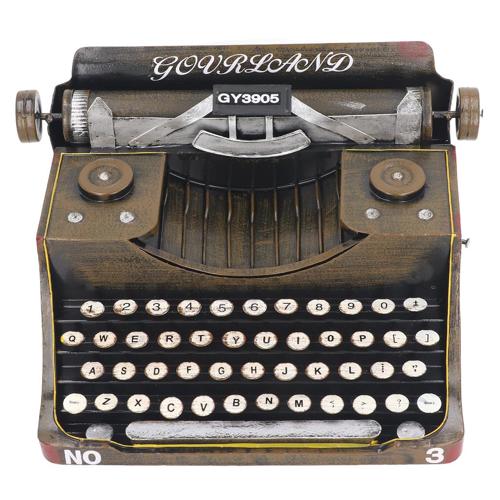 Retro Typewriter Model Reduce Stress Iron Vintage Typewriter Home Decoration Brown M