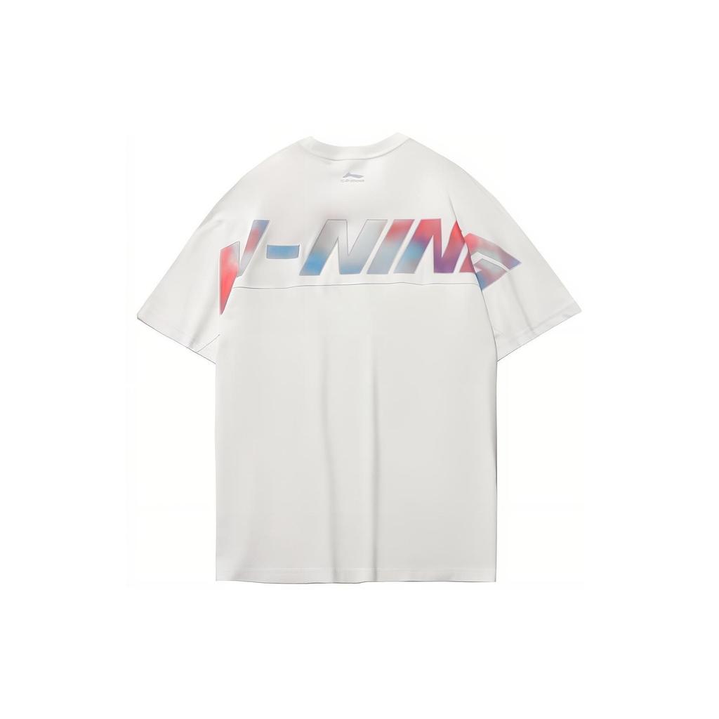 Li Ning Sport Fashion Series Colorful Letter Print Short Sleeve T-Shirt Men Tops White AHSR159-1