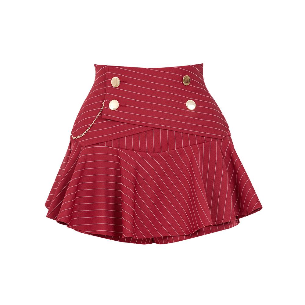 J Jane Double Button Striped Culottes (Wine)