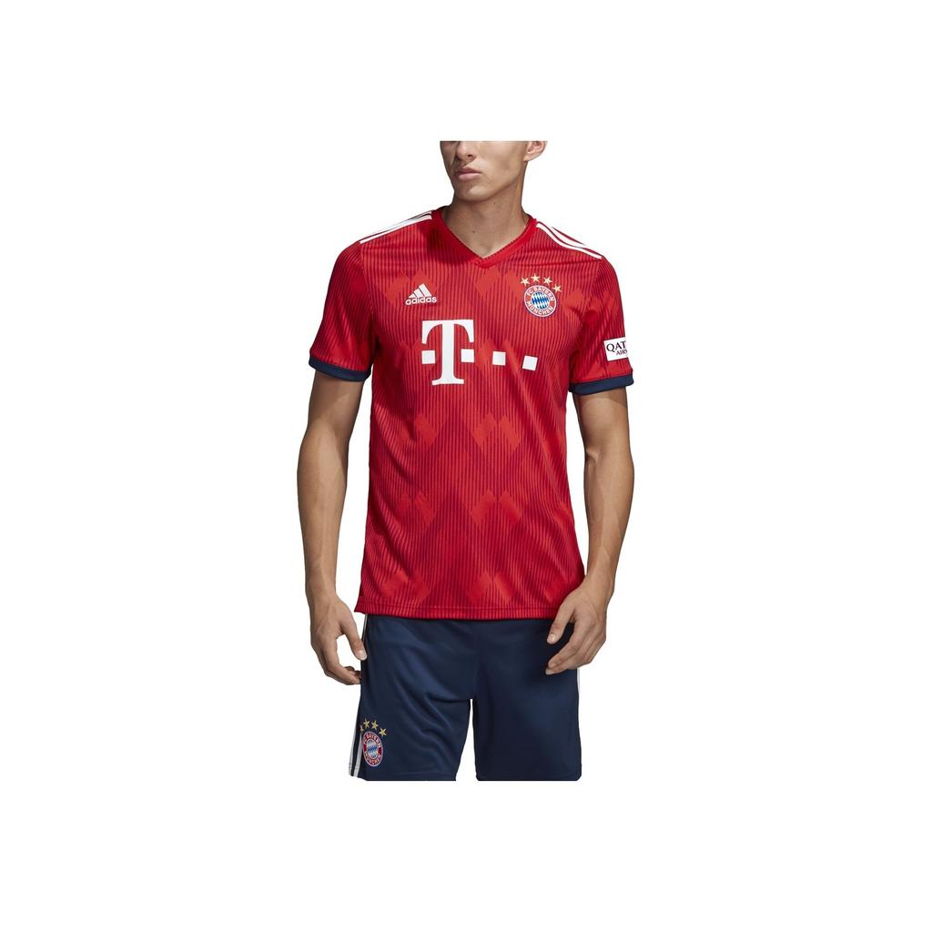 Adidas Bayern Comfortable Fitted Short Sleeve Football Shirt Men Tops Red CF5433