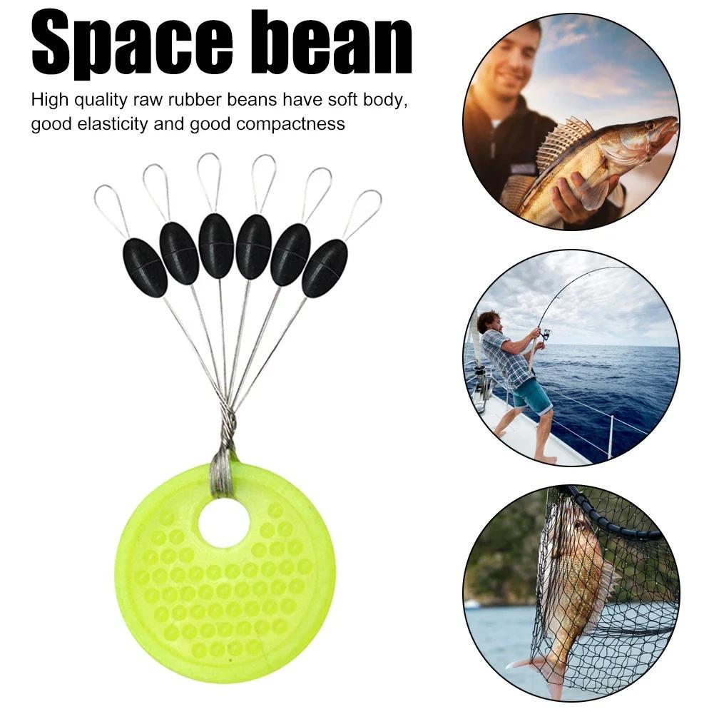 60/120PCS 10/20 Group Set Rubber Silicon Space Bean Sea Carp Fly Fishing Black Rubber Oval Stopper Fishing Float Fishing Bobber