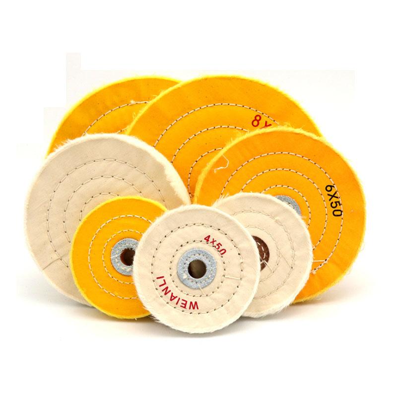 2-8 Inch Inch Yellow Cloth/White Cloth Polishing Wheel Metal Jewelry Mirror Buffer Cotton Pad Polish Grinder Pad Abrasive Tool