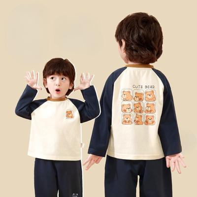 Wiosenno-jesienny bawełniany T-shirt z długim rękawem dla dzieci, top, koszulka bazowa