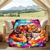 1PC Custom Name Tiger Family Fantasy Art Flannel Blanket Versatile,all-season Throw Suitable for the Living Room,bedroom,camping,travel,and Gift