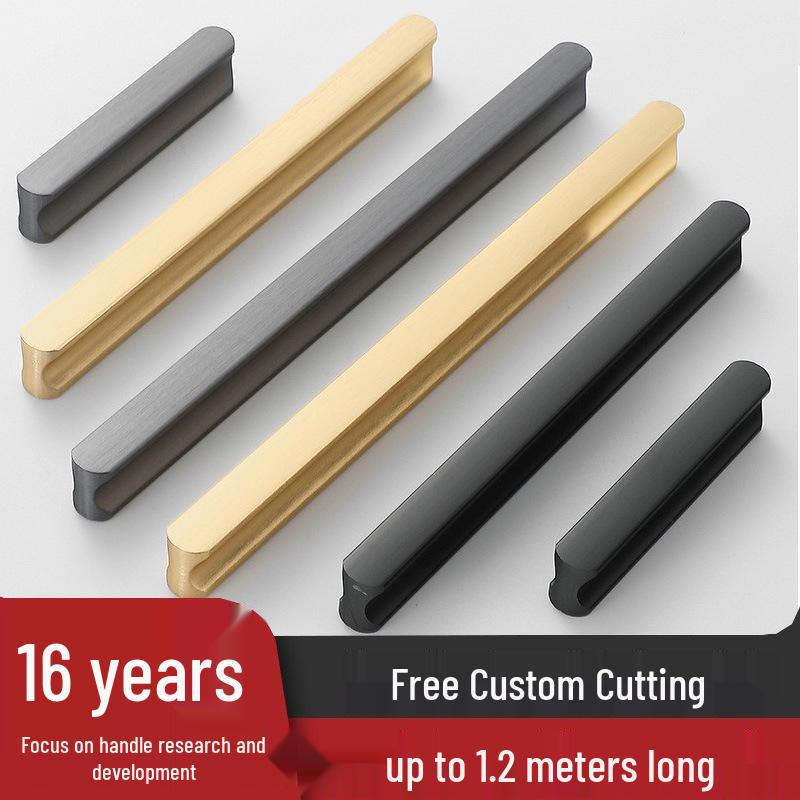Modern Minimalist Gold Cabinet Handle, Light Luxury I-Shaped Black Drawer Pull