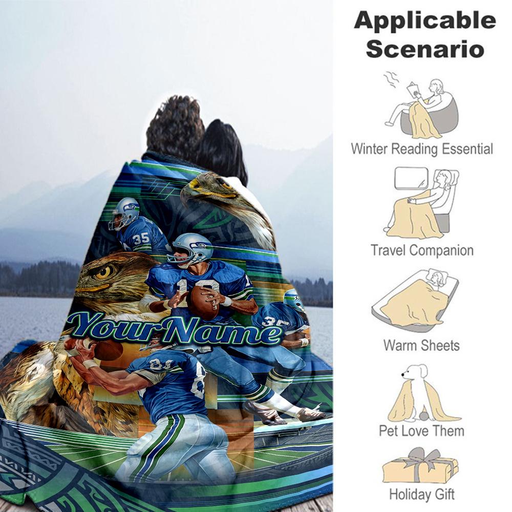 Seattle Seahawks Customize Your Name Blanket Cozy Personalized Blanket Warmthful Decor Throw For Seaside Bed Picnics Bedding Four Seasons Universal