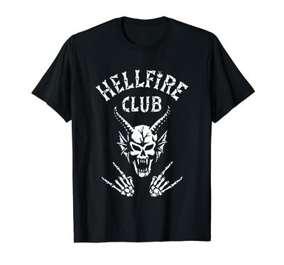 Stranger Things Hellfire Club Rock On Badge T-Shirt
