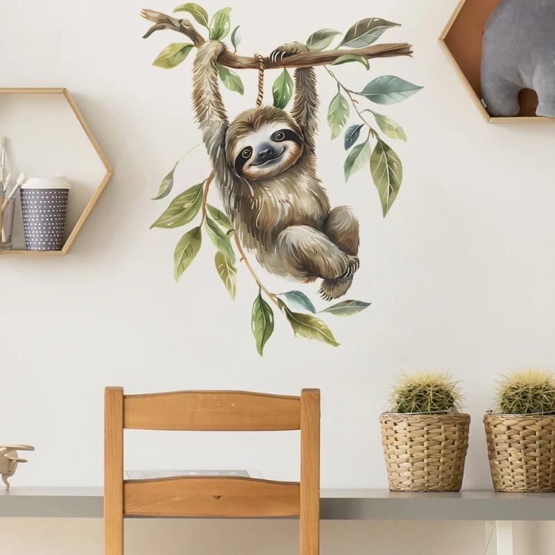 1PCS Cartoon Sloth Climbing Tree Children's Room Kindergarten Wall Beautification Wall Sticker PVC Material